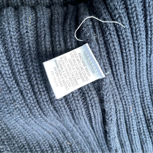 Sebastian Cooper Navy Blue Mock Neck Quarter Zip Heavyweight Knit Sweater XL - Picture 9 of 9